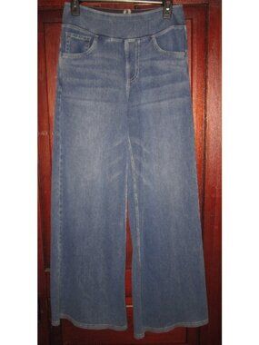 Halara S Regular Flex Jeans Pull On Baggy Wide Pockets Stretchy Blue High Rise